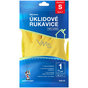 BALhome Rukavice latexové úklidové žluté velikost S 1 pár BALhome Rukavice latexové úklidové žluté velikost S 1 pár