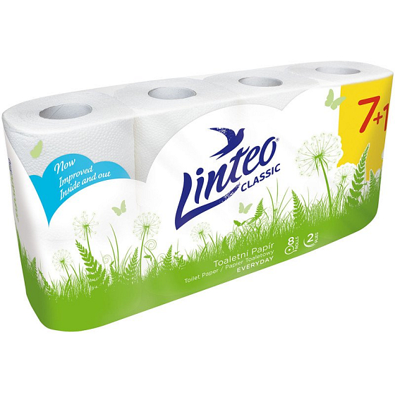 Linteo Classic Toilettenpapier 2-lagig weiß 15 m, 8 Stück