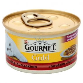 Gourmet Gold Cat Rindfleischkonserven und Hühnchen für erwachsene Katzen 85 g