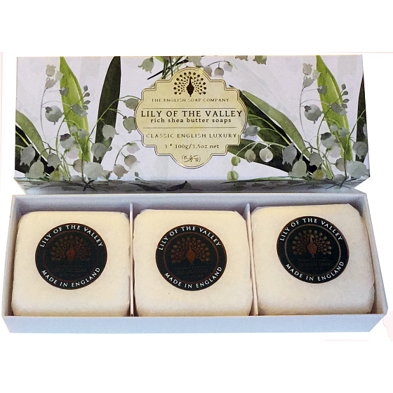 Englische Seife Maiglöckchen natürliche parfümierte Seife mit Sheabutter 3 x 100 g