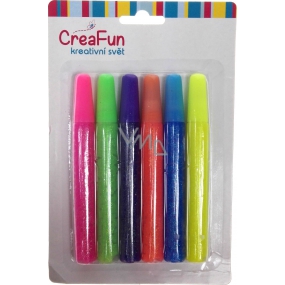 CreaFun Dekorationsfarben Glitzerndes Neon für Papier, Textil, Glas 6 x 15 ml