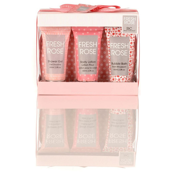 Body Collection Frisches Duschgel 60 ml + Körperlotion 60 ml + Badeschaum 60 ml, kosmetisches Reiseset
