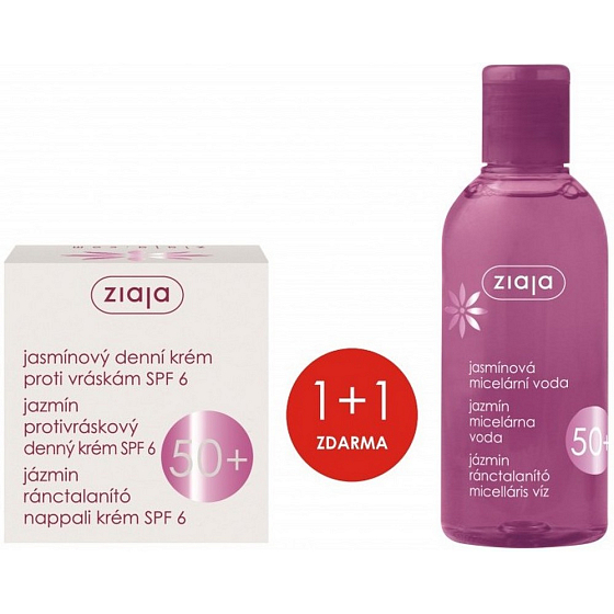 Ziaja Jasmine SPF 6 Tage Anti-Falten-Creme 50 ml + Jasmine 50+ Mizellenwasser 200 ml, Duopack