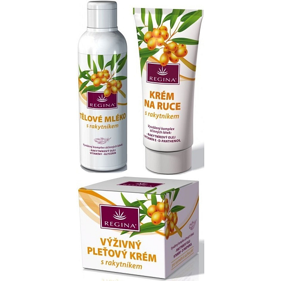 Regina Sanddorn pflegende Gesichtscreme 45 g + Sanddorn Handcreme 60 ml + Sanddorn Körperlotion 200 ml, Triopack