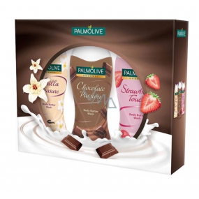 Palmolive Gourmet Triple Gourmet Strawberry Touch Duschgel 250 ml + Gourmet Chocolate Passion Duschgel 250 ml + Gourmet Vanilla Pleasure Duschgel 250 ml, Kosmetikset