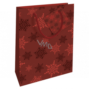 Nekupto Geschenk Papiertüte 14 x 11 x 6,5 cm Weihnachten rote Schneeflocken WBS 1918 30