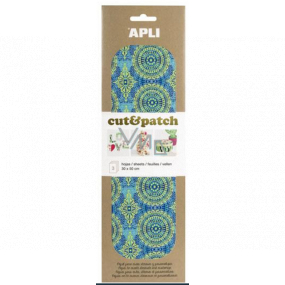 Apli Cut & Patch Papier für Servietten-Technik Grün-blaues Motiv 30 x 50 cm 3 Stück