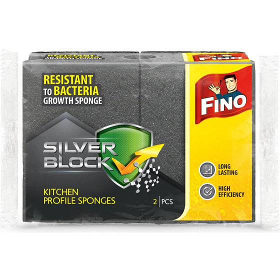 Fino Silver Block Küchenschwamm profiliert 2 Stück