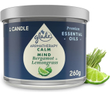 Glade Aromatherapy Calm Mind Bergamotte + Zitronengras Duftkerze groß im Glas, Brenndauer 60 h 260 g