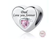 Charm Sterlingsilber 925 Papa liebt dich für immer Herz, Perle für Armband Familie