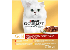 Purina Gourmet Gold krmivo pro kočky hovězí, krůta s kachnou, losos s kuřetem a kuřetem a játry 8 x 85 g