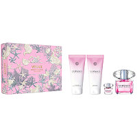 Versace Bright Crystal Pour Femme Eau de Toilette 90 ml + Körperlotion 100 ml + Duschgel 100 ml + Eau de Toilette 5 ml Miniatur, Geschenkset für Frauen