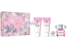 Versace Bright Crystal Pour Femme toaletní voda 90 ml + tělové mléko 100 ml + sprchový gel 100 ml + toaletní voda 5 ml miniatura, dárková sada pro ženy