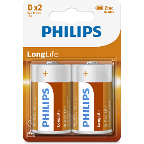 Batterien Philips Longlife 2 Stk D R20 mono 1,5V Batterien Philips Longlife 2 Stk D R20 mono 1,5V