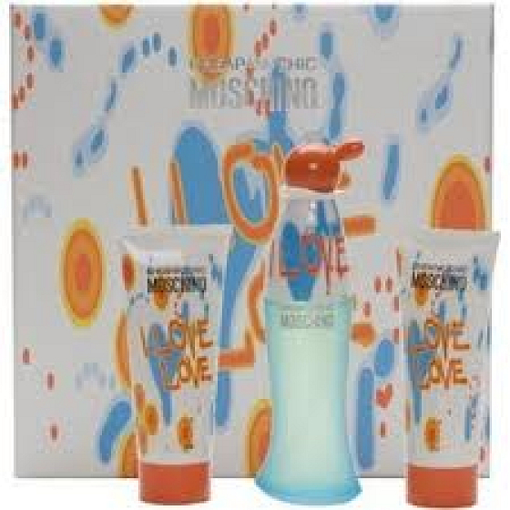 Moschino I Love Love EdT 100 ml Eau de Toilette + 100 ml Bodylotion + 100 ml Duschgel für Frauen