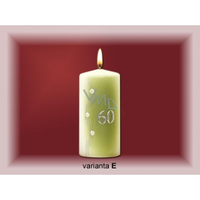 Lima Jubiläum 60 Jahre Kerze weiß dekoriert 70 x 150 mm 1 Stück
