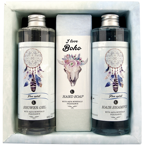 Bohemia Gifts Boho-Stil & Gentleman Algenextrakt Ulva Lactuca Duschgel 250 ml + Toilettenseife 145g + Haarshampoo 250 ml Kosmetikset