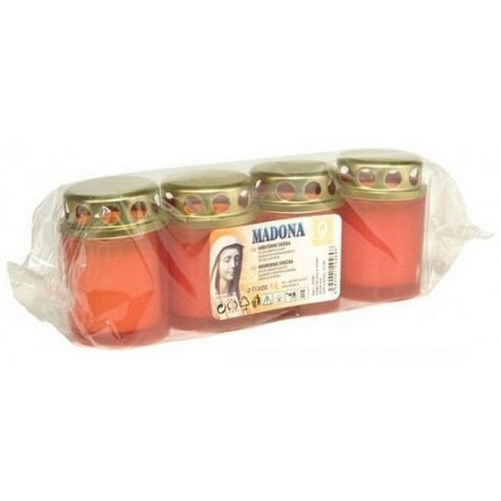 Madonna Cemetery Kerze Bedronka rot gedrückt 15 Stunden 4 x 55 g