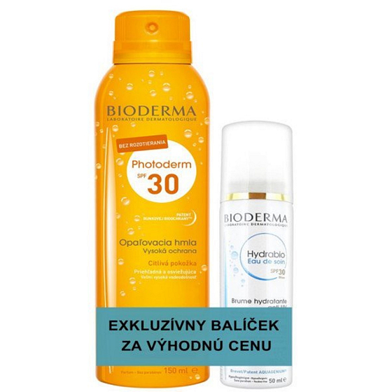 Bioderma Photoderm SPF30 Bräunungsnebel 150 ml + Hydrabio Eau De Soin SPF30 Feuchtigkeitsnebel für empfindliche und dehydrierte Haut 50 ml, Duopack