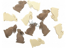 Holzhase beige, braun 4 cm, 12 Stück