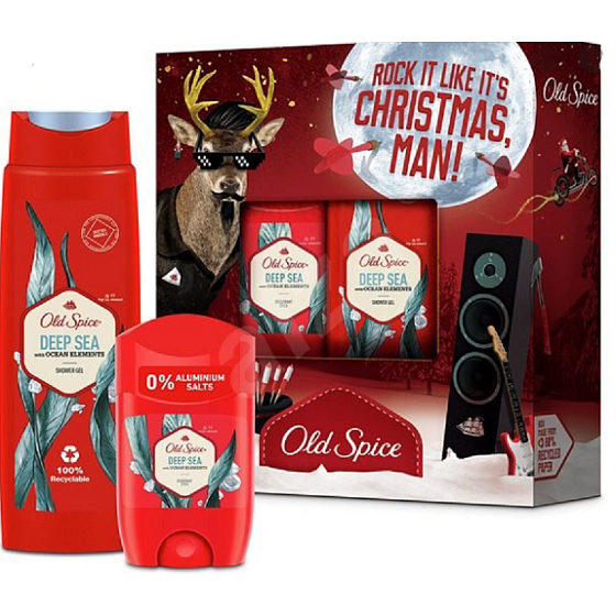 Old Spice Deep Sea Fun Antitranspirant Deo Stick 50 ml + 2in1 Duschgel für Körper und Haare 250 ml, Kosmetikset für Männer