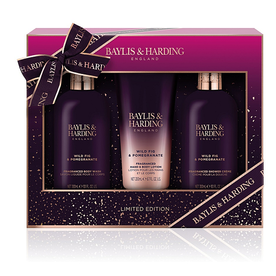 Baylis & Harding Fig and Pomegranate Waschgel 300 ml + Duschcreme 300 ml + Hand- und Körperlotion 200 ml, Kosmetikset für Frauen