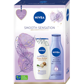 Nivea Smooth Sensation cremige Körperlotion 250 ml + Shea Butter Duschgel mit natürlichem Pflanzenöl 250 ml, Kosmetikset für Frauen