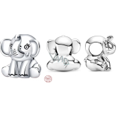 Sterling Silber 925 Elefant für Glück, Glücksarmband Perle 10 mm