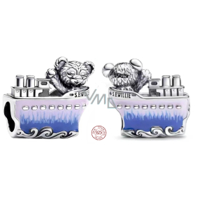 Charms Sterling Silber 925 Me to You Teddybär auf Boot, Perle auf Armband Tier
