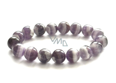 Amethyst Chevron Armband elastisch Naturstein, Kugel 12 mm / 16 - 17 cm, Stein der Könige und Bischöfe