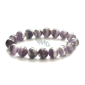 Amethyst Chevron Armband elastisch Naturstein, Kugel 12 mm / 16 - 17 cm, Stein der Könige und Bischöfe