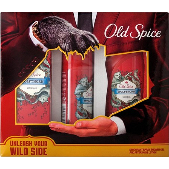Old Spice Wolfthorn Deodorant Spray 125 ml + Duschgel 250 ml + Aftershave 100 ml, Kosmetikset