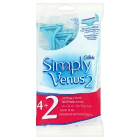 Gillette Venus 2 Einfach fertige Rasierer mit Feuchtigkeitsband 4 + 2 Stück für Frauen