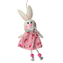Rosa Hase in einem geblümten Rock 15 cm