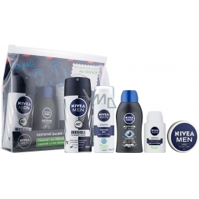Nivea Men Travel Set für Männer Herrencreme 30 ml + Antitranspirant Unsichtbar 100 ml + Active Clean Duschgel 50 ml + Empfindlicher Aftershave-Balsam 30 ml + Empfindliches Rasiergel 30 ml, Kosmetikset
