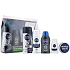 Nivea Men Travel Set für Männer Herrencreme 30 ml + Antitranspirant Unsichtbar 100 ml + Active Clean Duschgel 50 ml + Empfindlicher Aftershave-Balsam 30 ml + Empfindliches Rasiergel 30 ml, Kosmetikset