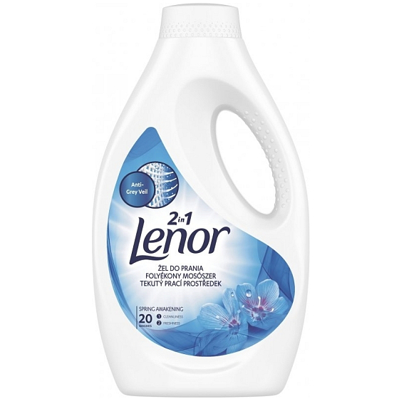 Lenor Spring Awakening Duft von Frühlingsblumen, Patschuli und Zeder 2 in 1 flüssigem Waschgel für weiße Wäsche, Schutz gegen Vergrauung 20 Dosen 1,1 l