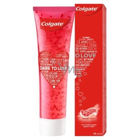 Colgate Dare To Love rote Zahnpasta enthält kühllösliche Kristalle in Form eines Herzens 98 ml