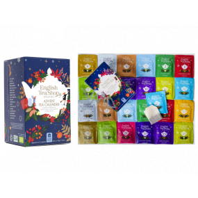English Tea Shop Bio Adventskalender blau 24 Stück biologisch abbaubare Teepyramiden, 13 Geschmacksrichtungen, 50 g, Geschenkset