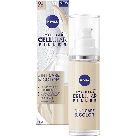 Nivea Hyaluron Cellular Filler Color & Care 3 in 1 tonisierende Creme 01 Light 30 ml