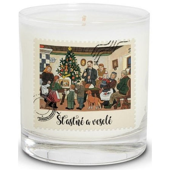Nekupto Weihnachtskerze Josef Lada Weihnachtsbaum 7 x 7,5 cm