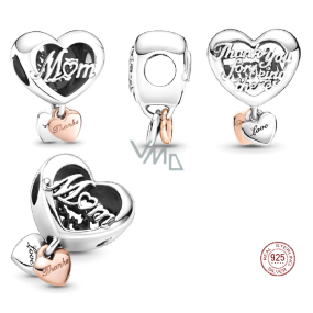 Sterling Silber 925 Herz und Inschrift Thank you, Mom, Perle auf Armband Familie Sterling Silber 925 Herz und Inschrift Thank you, Mom, Perle auf Armband Familie