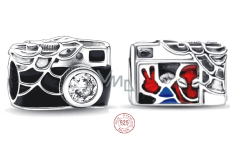 Charme Sterling Silber 925 Marvel Spiderman Kamera, Perle am Armband