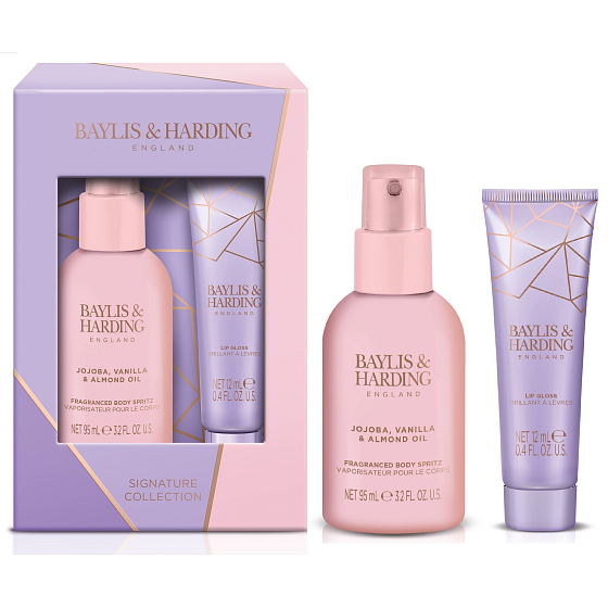 Baylis & Harding Jojoba und Vanille Körperspray 95 ml + Lippenbalsam 12 ml, Kosmetikset für Frauen