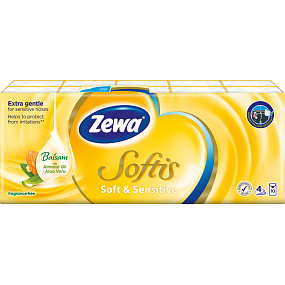 Zewa Softis Soft & Sensitive 4-lagige Papiertaschentücher, 10× 9 Stück
