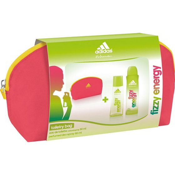 Adidas Fizzy Energy Eau de Toilette 50 ml + Deodorant Spray 150 ml + Toilettentasche, Geschenkset
