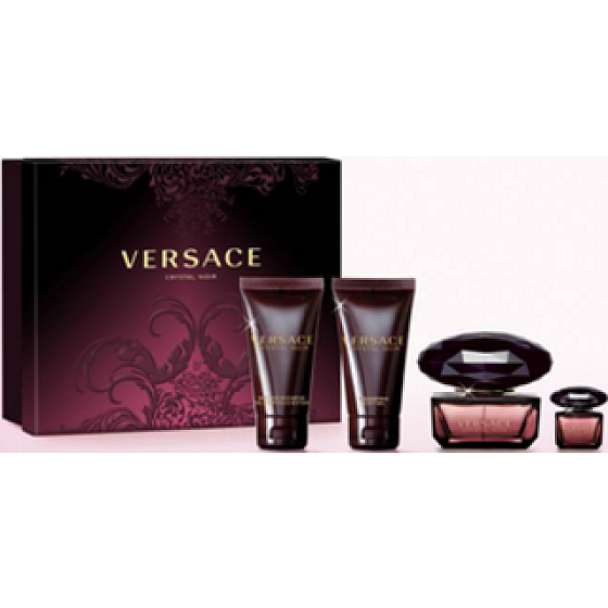 Versace Crystal Noir EdT 50 ml Eau de Toilette + Duschgel 50 ml + Körperlotion 50 ml + Eau de Toilette 5 ml, Geschenkset
