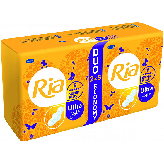 Ria Ultra Silk Super Plus Damenbinden 2 x 8 Stück