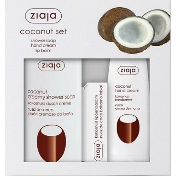Ziaja Coconut Duschgel 500 ml + Handcreme 80 ml + Lippenbalsam 10 ml, Kosmetikset