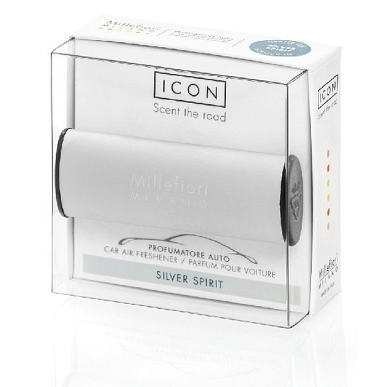 Millefiori Milano Icon Silver Spirit - Autoduft mit silbernem Glanz Klassisches Silber riecht bis zu 2 Monaten 47 g